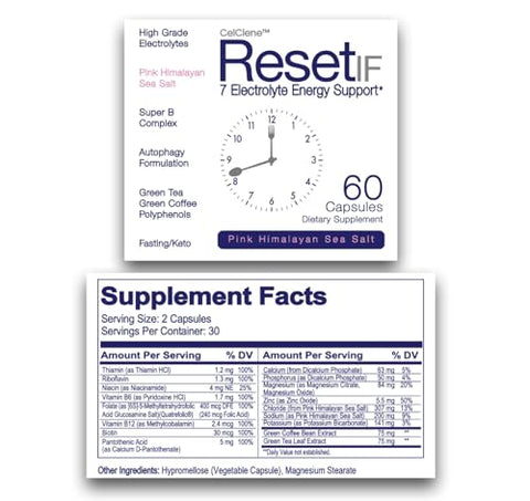 Celclene - ResetIF: Jejum Intermitente, 7 Eletrólitos Energéticos, B12 e Folate Metilados, Chá Verde – 100% Natural e Eficaz