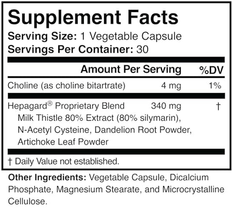 Hepagard - Suplemento Natural para Suporte Hepático em Cápsulas com N-Acetil Cisteína (NAC) – Livre de Transgênicos, Sem Glúten