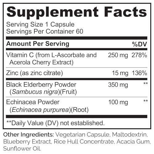 Suporte Imunológico com Vitamina C, Sabugueiro, Zinco, Equinácea – Reforço Natural da Imunidade c/ Antioxidante, Herbal - NATURELO