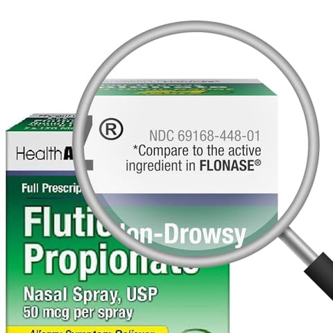 Spray Nasal de Propionato de Fluticasona | 50 mcg por spray | Alívio de Alergia por 24 Horas | 72 Sprays | 11.1 mL | Alívio de Congestão Nasal | Coriza | Espirros - HealthA2Z