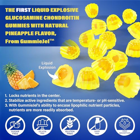 NEVISS - Gomas Preenchidas de Glucosamina Condroitina MSM Sem Açúcar 3100mg – Suporte para Articulações – Com Cúrcuma, Boswellia e Ácido Hialurônico