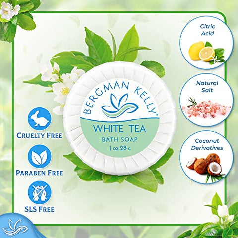 Sabonetes de Hotel (Chá Branco, 30g, 100 unid) – Mini Sabonetes Individuais, Luxo em Tamanho de Viagem, Amenidades em Barra, Ideais para Airbnb, Motel - BERGMAN KELLY