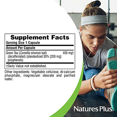 Herbal Actives Chá Verde Chinês – 400 mg, 60 Cápsulas Veganas – Suporte Nutricional para Defesa contra Radicais Livres - Natures Plus