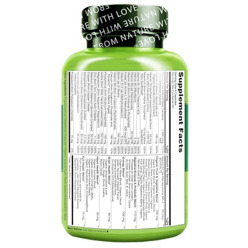 Multivitamínicos Masculinos – Multivitamínico de Alimentos Integrais para Homens com Vitaminas, Minerais – 240 Cápsulas Vegetarianas para Energia, Cérebro, Coração, Saúde Ocular - NATURELO