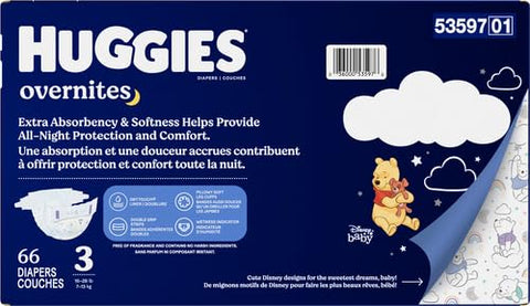 HUGGIES - Fraldas Huggies Overnites, Tamanho 3 – Absorção Noturna | 12-16 kg