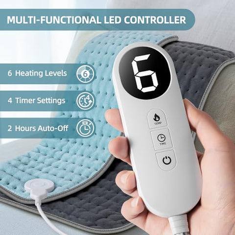 LIPHOME - Aquecedor Elétrico XXL para Alívio de Dor nas Costas e Cólicas, Almofada Aquecida para Pescoço/Ombro/Perna/Joelho, 20″x24″ Almofadas Aquecedoras, Presentes de Natal para Mulheres Homens Mãe Pai, Presentes, 6 Configurações de Calor