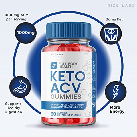 rize labs - Gummies Full Body Health Keto ACV – Fórmula Max Strength para Perda de Peso Avançada com Energia Keto ACV – Fullbody AVC Plus Gummie Gomita (60 Gummies)