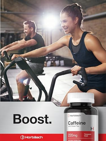 Cápsulas de Cafeína 200mg | com Chá Verde | 200 Comprimidos | Vegetariano, Não-OGM | Horbäach - Horbäach