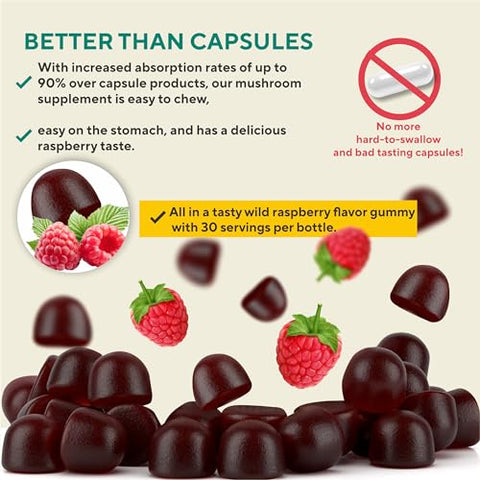 Esentai - Suplemento de Cogumelo Orgânico em Gomas – Reforço Imunológico, Energia Natural, Cérebro – Marca: [Nome da Marca]