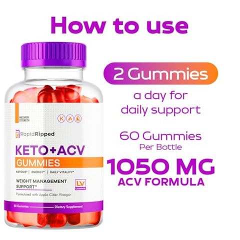 LIVORKA - Rapid Ripped Keto ACV Gummies – 3 Pacotes, 180 Gummies – Marca RapidRipped