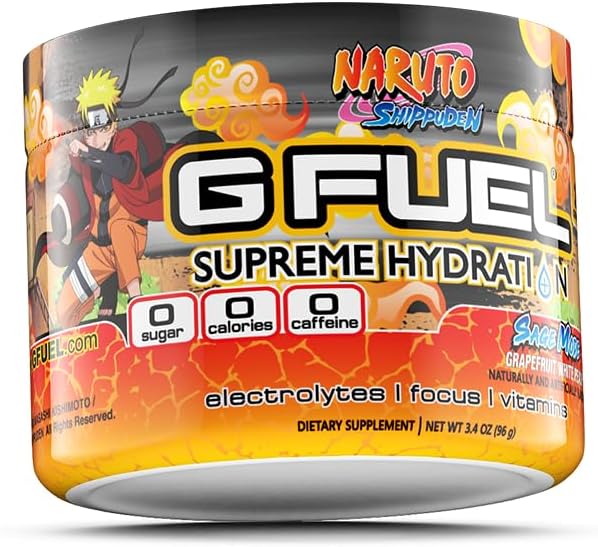 Naruto Sage Mode Pó de Eletrólitos, Mistura para Hidratação, Energia e Foco, Sem Açúcar, Suplemento Zero Cafeína com Minerais Essenciais, Grapefruit WhitePeach – 100g - G Fuel