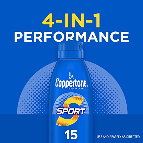 Sport Protetor Solar Spray, FPS 15, Resistente à Água, 5,5 Oz (156 g), Pack com 3 - Coppertone