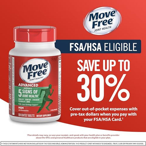 Advanced Glucosamina Condroitina MSM Suporte Articular, Melhora Mobilidade Conforto Força Flexibilidade – Marca Move Free - Move Free