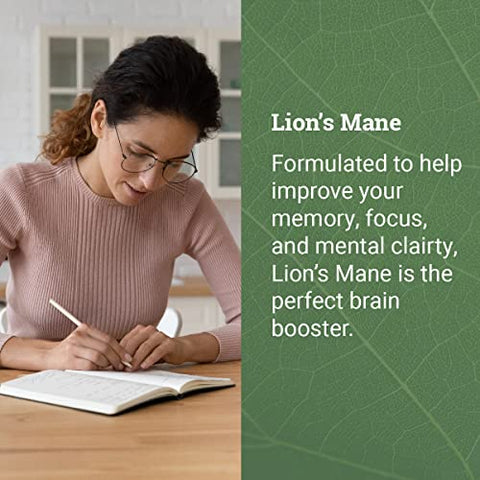 Earth Harmony Naturals - Suplemento Orgânico de Leão da Montanha (1000mg), Extrato de Suplemento de Cogumelo Leão da Montanha para Apoiar o Foco e a Memória, Suplemento Cerebral Nootrópico (120 Cápsulas)