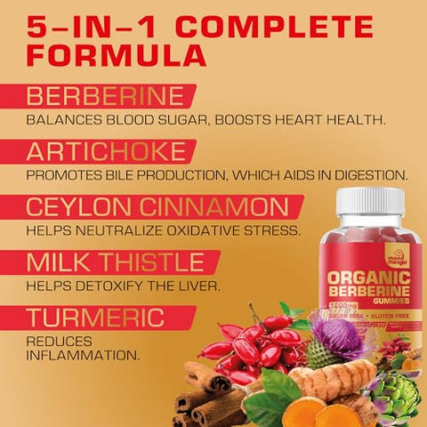 Mood Mingle - Gomas de Berberina (1200mg) com Canela do Ceilão, Cúrcuma e Cardo de Leite