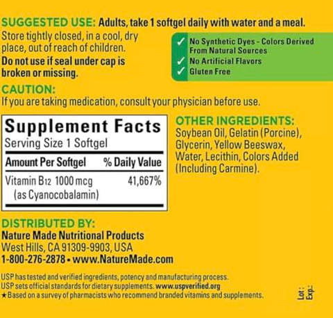 nalkot - Nature Made Vitamina B12 1000 mcg, 400 Softgels, Vitamina B para Mulheres – Compre Agora!