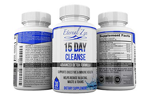 Desintoxicação do Cólon por 15 Dias com Ervas de Força Extra, Senna é um Laxante Natural de Ação Rápida para Alívio da Constipação – Limpeza Completa do Corpo – 30 Cápsulas - Eternal Zen