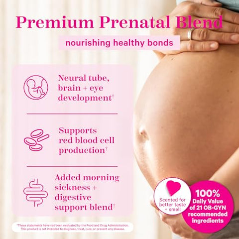 Vitaminas Pré-Natais Premium para Mulheres – 25 Vitaminas com Ingredientes Orgânicos de Alimentos Integrais - Pink Stork
