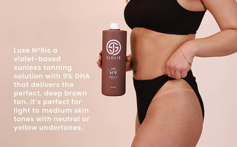 SJOLIE SUNLESS - SJOLIE Violet Spray Tan Solution Luxe 9 – Mistura Média | Solução Autobronzeadora Hidratante para um Bronzeado Profundo e Marrom (32ml)