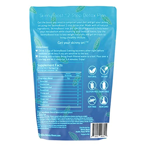 SkinnyBoost - Kit Chá Detox 28 Dias (3 PACOTES) 3 Chás Diurnos, 3 Chás Noturnos Detox Não Transgênico, Vegano, Natural – Limpeza e Desintoxicação
