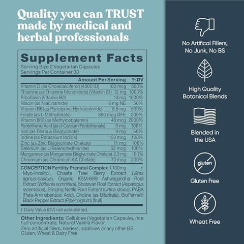 Eu Natural - Conception – Suplemento para Fertilidade Feminina – Estimula a Ovulação, Equilibra Hormônios