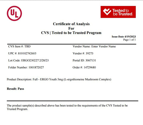 Nature's Fusions - Nutri L Suplemento de Ergotioneína com Complexo de Cogumelos Orgânicos – 5mg L-Ergotioneína