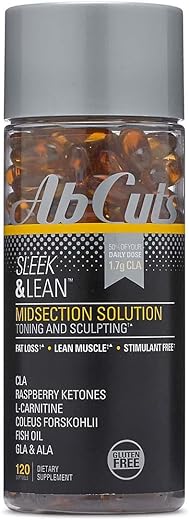 AbCuts - Sleek and Lean – 120 Cápsulas Softgel Fáceis de Engolir – Suplemento de CLA, Óleo de Peixe, Óleo de Linhaça, L-Carnitina – Ajuda a Aumentar o Suprimento de Antioxidantes