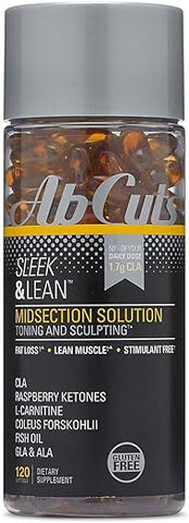 AbCuts - Sleek and Lean – 120 Cápsulas Softgel Fáceis de Engolir – Suplemento de CLA, Óleo de Peixe, Óleo de Linhaça, L-Carnitina – Ajuda a Aumentar o Suprimento de Antioxidantes