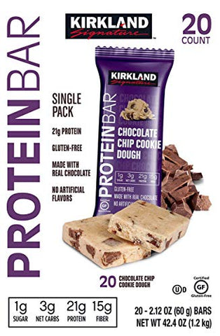 Cemueo - Kirkland Signature – Barras de Proteína em Pacote Econômico (Sabor Cookie de Chocolate com Gotas, 20 Unidades)