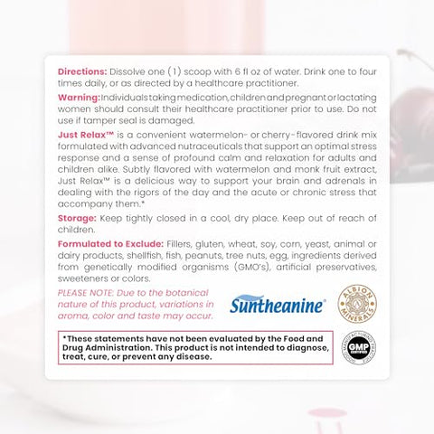 Pure Therapro Rx - Just Relax – 60 Porções de Cereja | Suporta: Humor Relaxado, Pressão Arterial Saudável, Bem-Estar Emocional, Equilíbrio Hormonal* | Myo-inositol; Di-Malato de Magnésio, GABA, Taurina | Marca: Just Relax