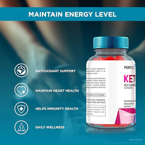 NutraRize - (3 Pack) Gomitas Perfitly Active Keto ACV para Perda de Peso Avançada, Gummies de Máxima Potência, PerfitlyActive Keto Plus ACV, Fórmula Avançada de Keto ACV, Gomitas