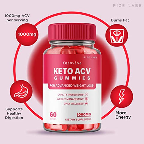 rize labs - (3 Pacotes) Gomas Ketoviva Keto – Gomas Ketoviva Keto ACV para Perda de Peso Avançada com Vinagre de Maçã – Forte Ação contra Gordura Abdominal – Gomitas Extra Potentes