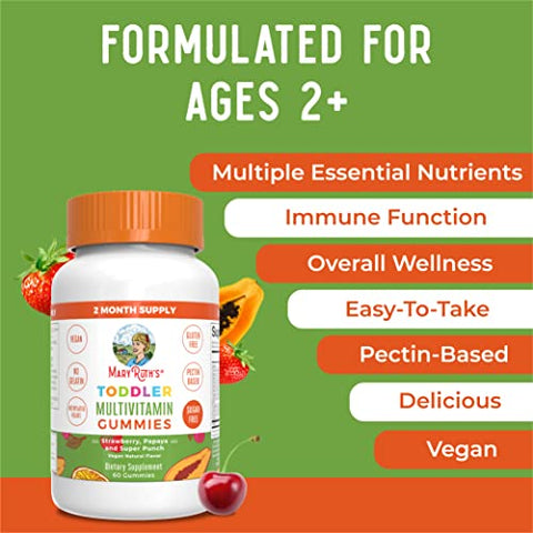 MaryRuth Organics - MaryRuth’s Gomas de Vitaminas Sem Açúcar para Crianças de 2 Anos | Suprimento de 2 Meses | Multivitamínico com Vitamina C, D3, Zinco | 1 Goma por Dia | Vitaminas para Crianças | Sem Açúcar | Vegano | Não OGM