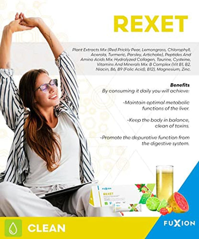 FuXion REXET: Mantenha a Função Metabólica Ótima do Fígado para o Bodybuilding, Promova a Função Depurativa do Sistema Digestivo (28 Sticks) - Cekaso