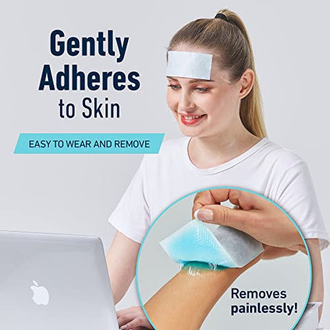 20 Pack – Adesivos Refrescantes para Febre, Alívio Natural de Dor de Cabeça e Enxaqueca, Lenços de Gel Macios, Adesivo para Febre Infantil, Alívio de Tensão/Sinusite, Prevenção de Dor de Cabeça - AllSett Health