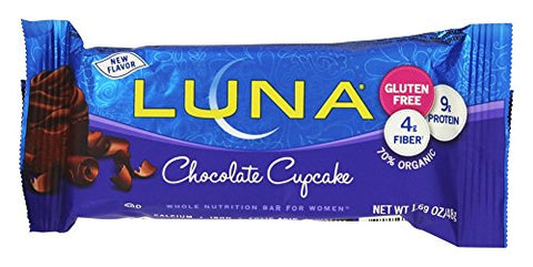 Luna - LUNA BAR – Barras de Lanche sem Glúten – Cupcake de Chocolate – 8g de Proteína – Não-OGM – Lanche Saudável à Base de Plantas – Snacks para Levar (Barras de Lanche de 48g, 30 Unidades)