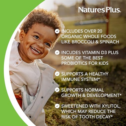 Natures Plus - NaturesPlus Animal Parade Gold – Multivitamínico Infantil Sabor Cereja e Laranja – 60 comprimidos – Marca NaturesPlus