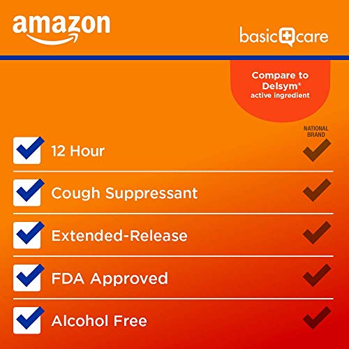 Xarope para Tosse DM de 12 Horas, Dextrometorfano de Liberação Prolongada, Sabor Laranja, Medicamento Líquido, 150 ml (1 Frasco) - Amazon Basic Care