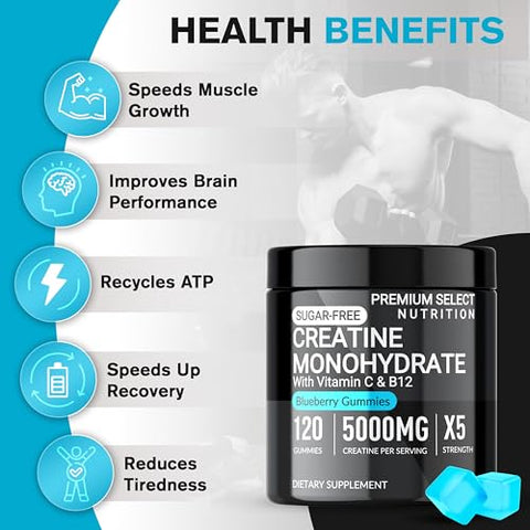 Premium Select Nutrition - Gomas de Creatina para Homens – Potencialize seus resultados – 60g