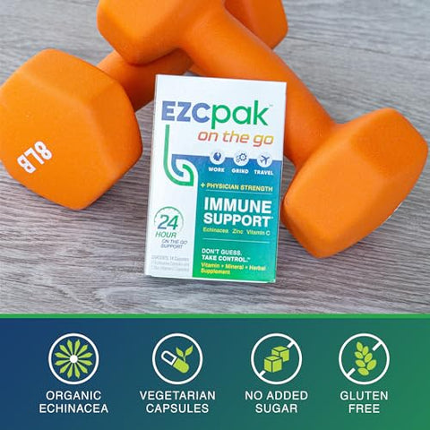 On The Go – Reforço do Sistema Imunológico com Equinácea, Vitamina C e Zinco – Suporte Imunológico para Adultos (Embalagem com 6 unidades) - EZC Pak