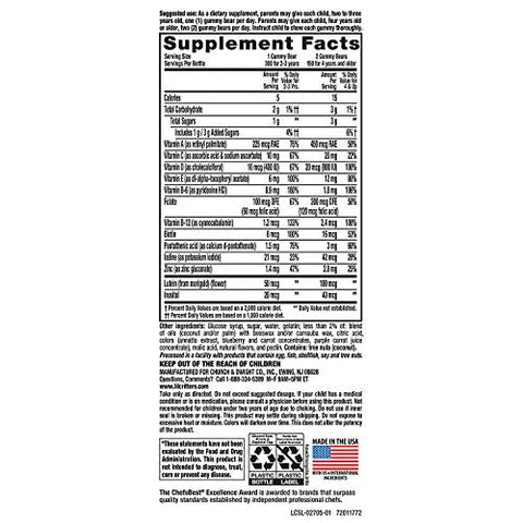 L'il Critters Gummy Vites - Gummy Vites – Multivitamínico Infantil em Gomas Mastigáveis, Urso Gummy, 300 Unidades