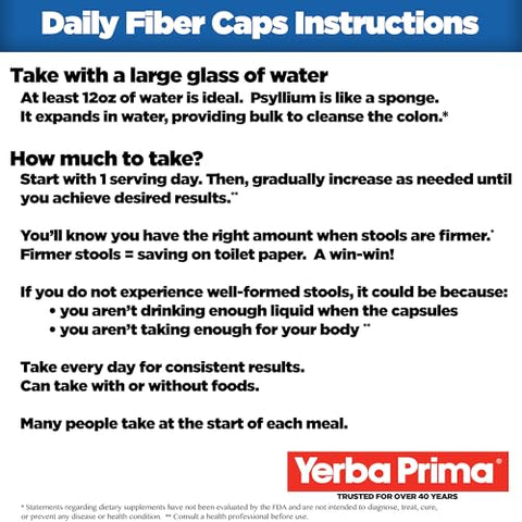 Daily Fiber Formula – 180 caps (Pacote com 2) – Solúvel – Fórmula de Fibra Diária Yerba Prima - Yerba Prima