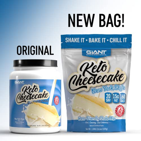 Giant Sports International - Giant Sports Keto Cheesecake Shake Mix – Delicioso Shake Low Carb, Dieta Cetogênica sem Glúten em Pó – Substituto de Refeição – Ideal com Leite de Amêndoa – Estilo Nova York (20 Porções)