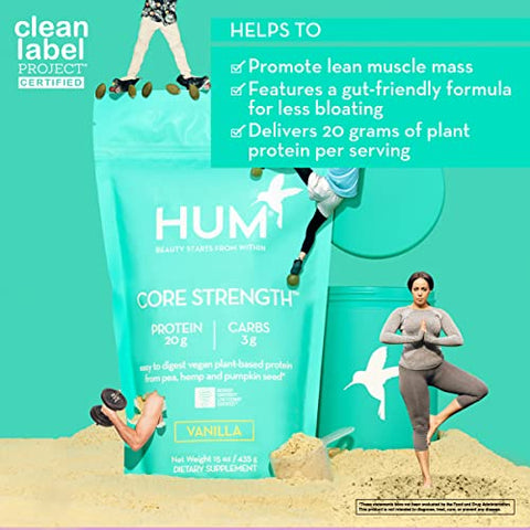 Core Strength – Proteína em Pó de Baunilha para Fortalecimento do Core – Vegana e Amiga da Digestão – 15 Porções - HUM