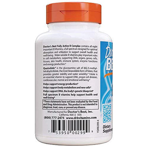 Doctor's BEST - Melhor Complexo B Totalmente Ativo, 30 Cápsulas Vegetais por Doctors Best (Pacote com 3)