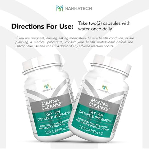 Detox Cleanse: Manna Cleanse 120 Cápsulas, Suporte Natural para a Saúde Intestinal. Ambrotose com Enzimas Digestivas, Derivado da Planta de Aloe Vera - Mannatech