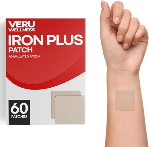 Iron Plus Patch Diário – Suporte para Deficiência de Ferro – Níveis Sanguíneos e Energia (60 Dias) - Veru Wellness