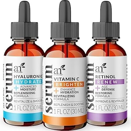 Artnaturals - artnaturals Conjunto Anti-Aging com Vitamina C, Retinol e Ácido Hialurônico – Serum 3x30ml para Remoção de Rugas e Olheiras – Natural e Hidratante