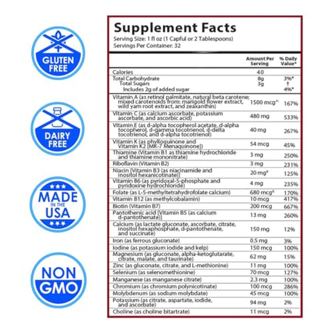 intraKID - DRUCKER Labs 2.0 – Minerais Traços Líquidos Orgânicos, Multivitamínico Líquido para Crianças, Suporte Imunológico, Sem OGM, Sem Laticínios, Sem Glúten, Magnésio, Vitamina D, C, E, Zinco (32 oz., Saboroso…)
