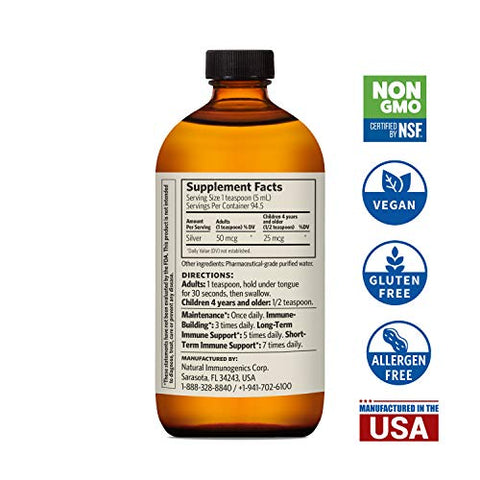 Hydrosol Bio-Ativo para Suporte Imunológico – Prata Coloidal Líquida – 10 ppm, 473mL – Tamanho Grande - Sovereign Silver